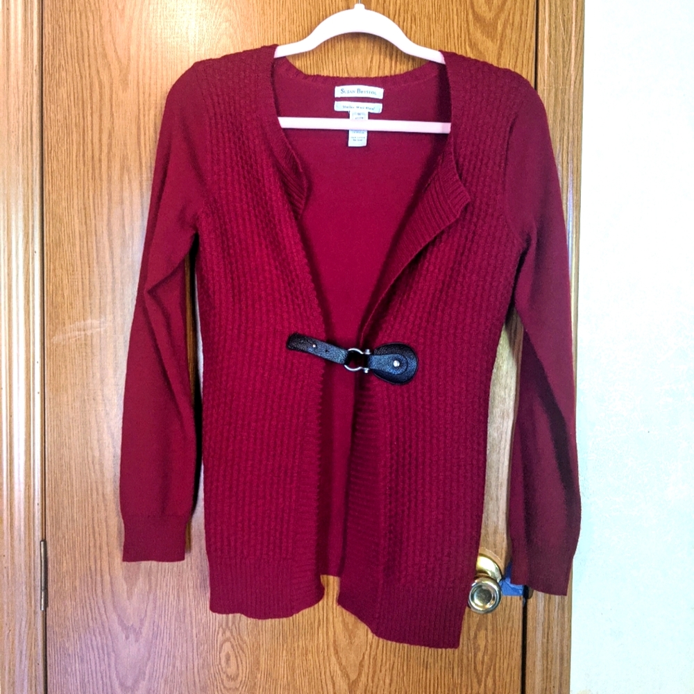 Maroon Belted Cardigan